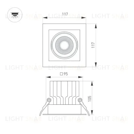 Встраиваемый карданный светильник Arlight MS-VORTEX-BUILT-S117x117-20W Day4000 (WH-WH, 40 deg, 230V) (IP20 Металл) 057919 057919