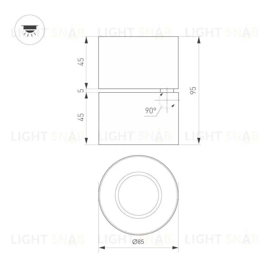 Спот Arlight SP-POINT-SURFACE-R85-12W Warm3200-MIX (BK, 15 deg, 230V) (IP20 Металл) 058607 058607