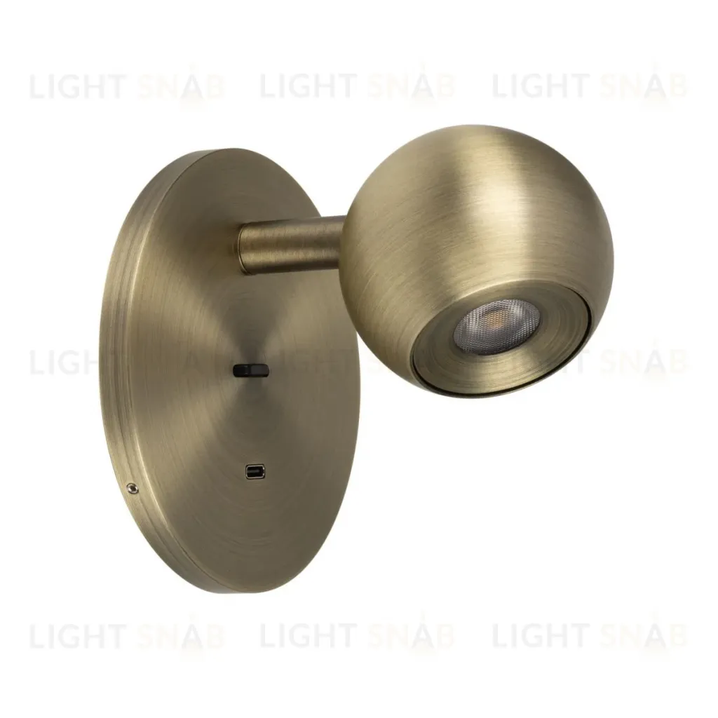 Настенный светильник Arlight SP-OTTORI-WALL-CHARGE-6W Warm3000 (BR, 30 deg, 230V, USB-C) (IP20 Металл) 058483 058483