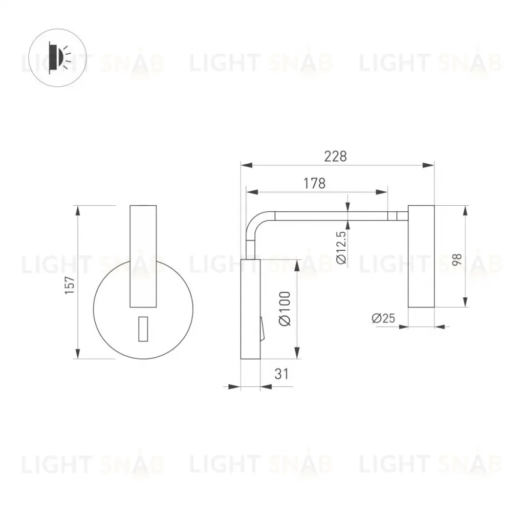 Настенный светильник Arlight SP-VERDI-LONG-WALL-3W Warm3000 (BR, 20 deg, 230V) (IP20 Металл) 058490 058490