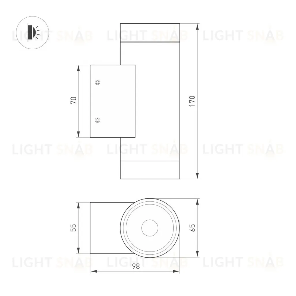 Уличный настенный светильник Arlight LGD-RAY-WALL-TWIN-R65-2x9W Warm3000 (GR, 23 deg, 230V) (IP65 Металл) 038154(1) 038154(1)