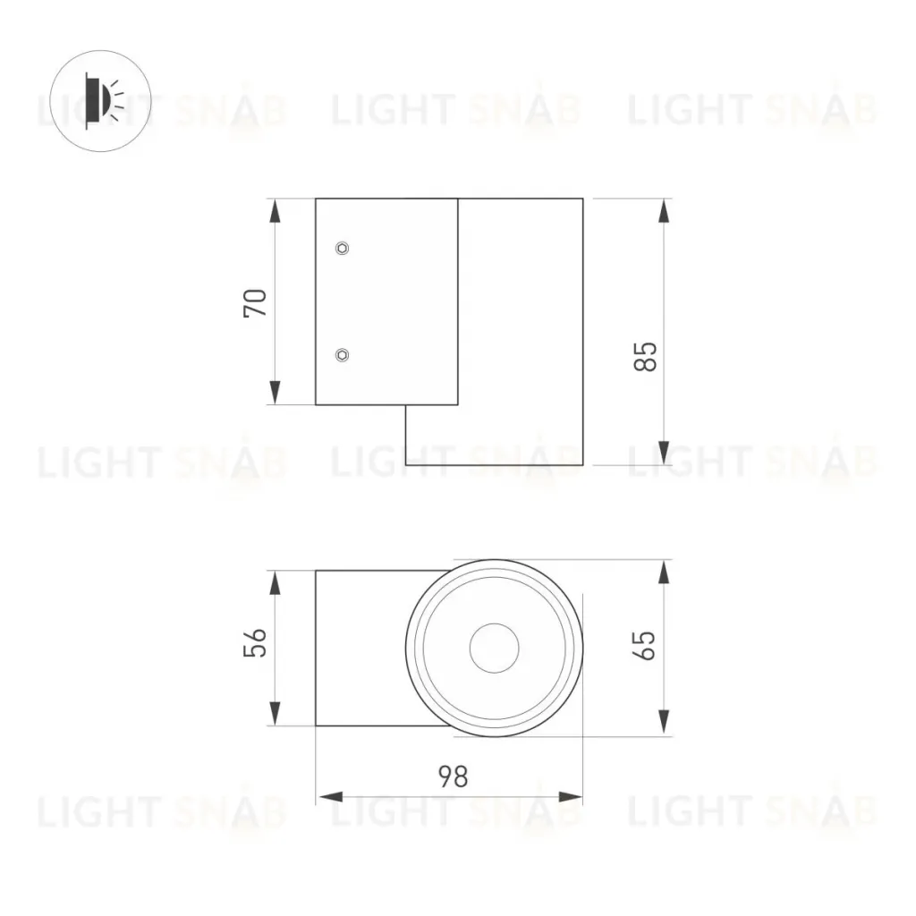 Уличный настенный светильник Arlight LGD-RAY-WALL-R65-9W Warm3000 (GR, 23 deg, 230V) (IP65 Металл) 038153(1) 038153(1)