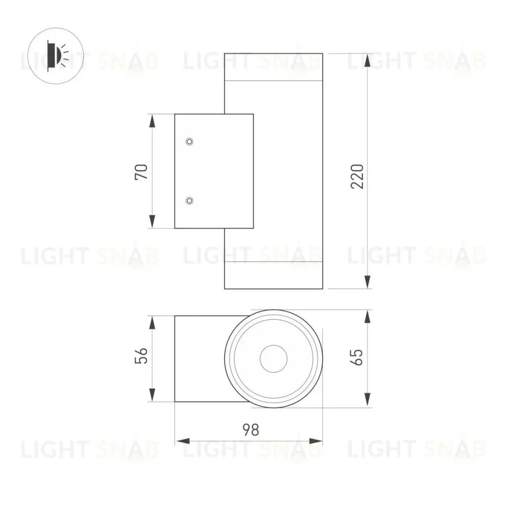 Уличный настенный светильник Arlight LGD-RAY-WALL-TWIN-R65-2x12W Warm3000 (GR, 6 deg, 230V) (IP65 Металл) 044231(1) 044231(1)