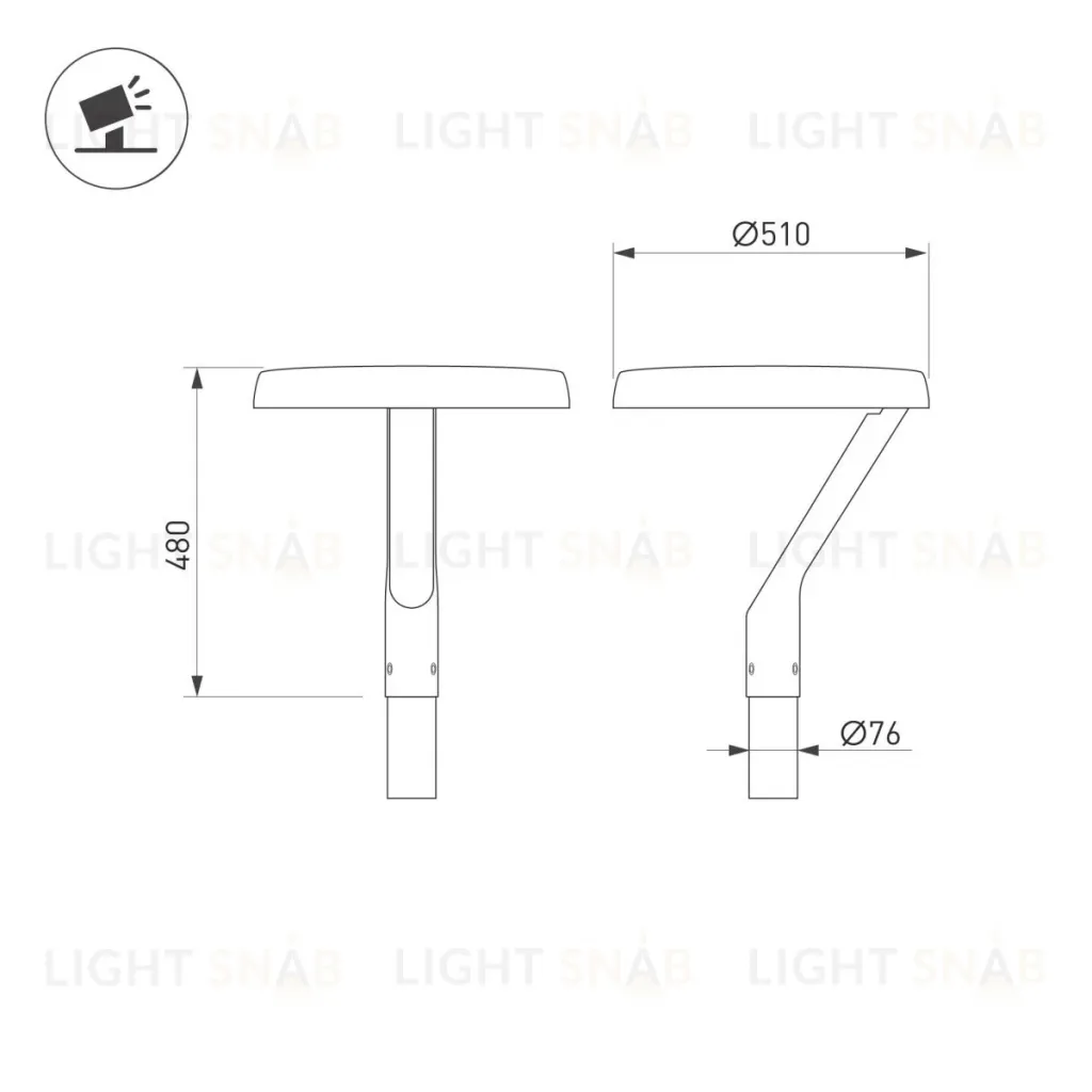 Уличный светильник Arlight ALT-DEKKEL-50W Warm3000 (BK, 145x40 deg, 230V) (IP65 Металл) 051858 051858