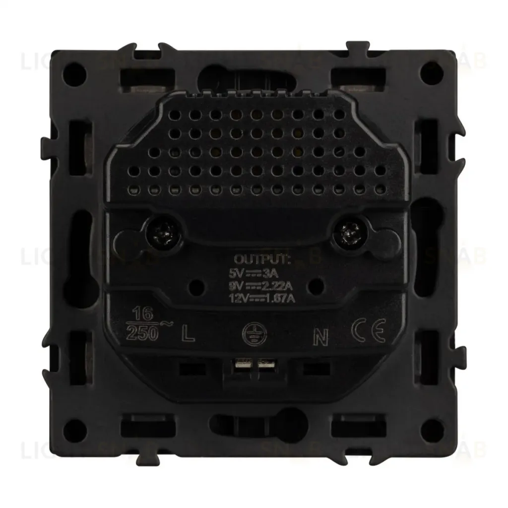Механизм розетки с USB зарядкой Arlight SCT-NOBE-MUAC-SFPL-BK (230V, 16A) 054285 054285