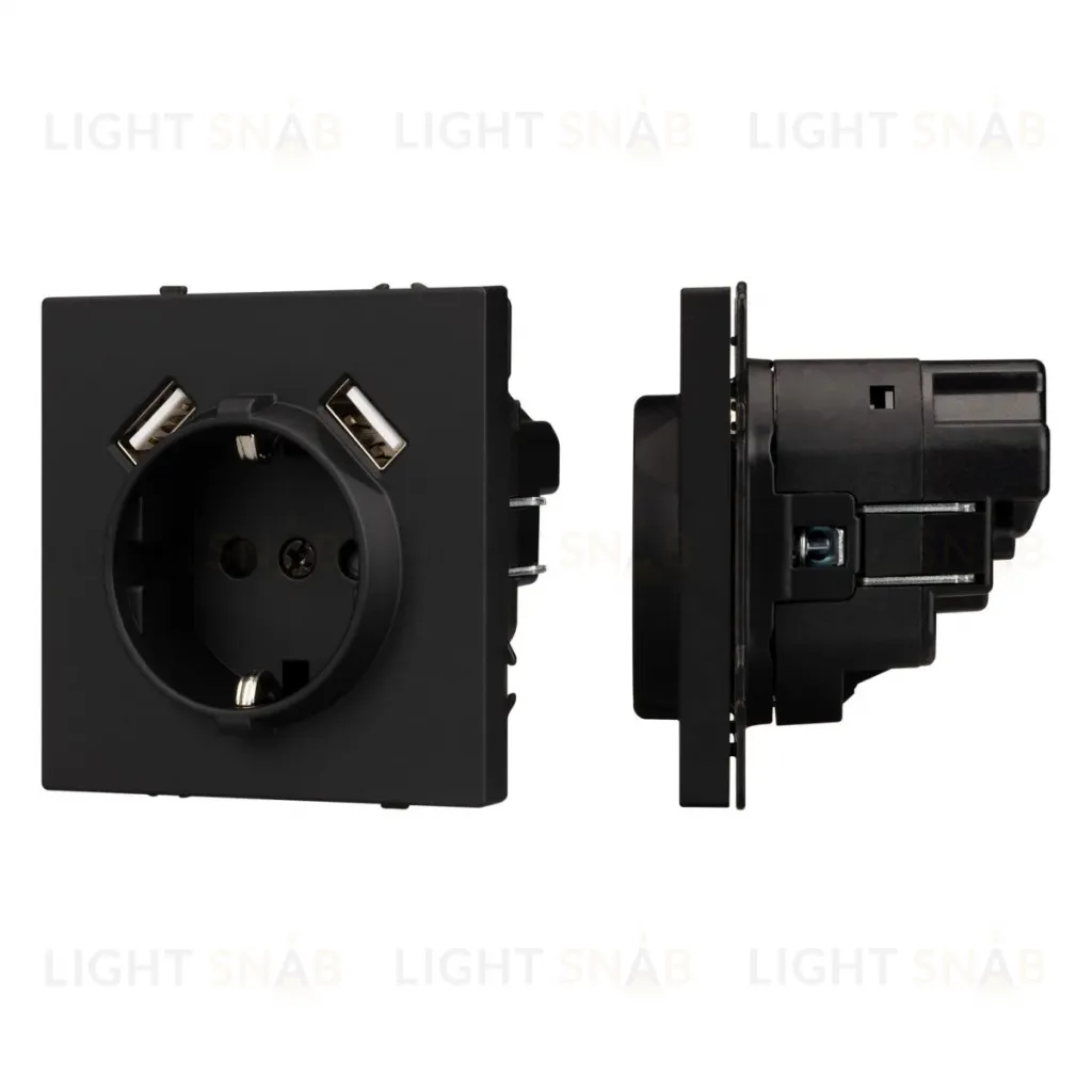 Механизм розетки с USB зарядкой Arlight SCT-NOBE-MUAA-SFPL-BK (230V, 16A) 054289 054289
