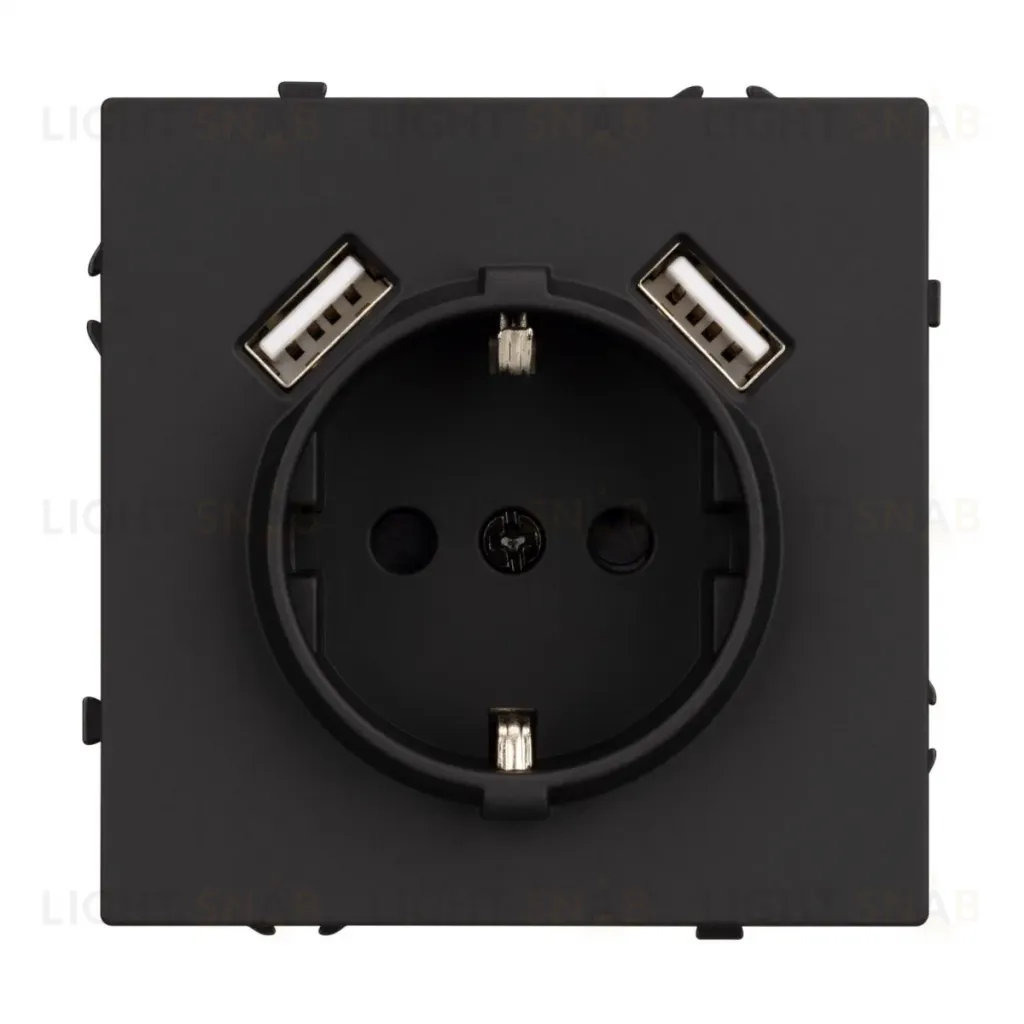 Механизм розетки с USB зарядкой Arlight SCT-NOBE-MUAA-SFPL-BK (230V, 16A) 054289 054289