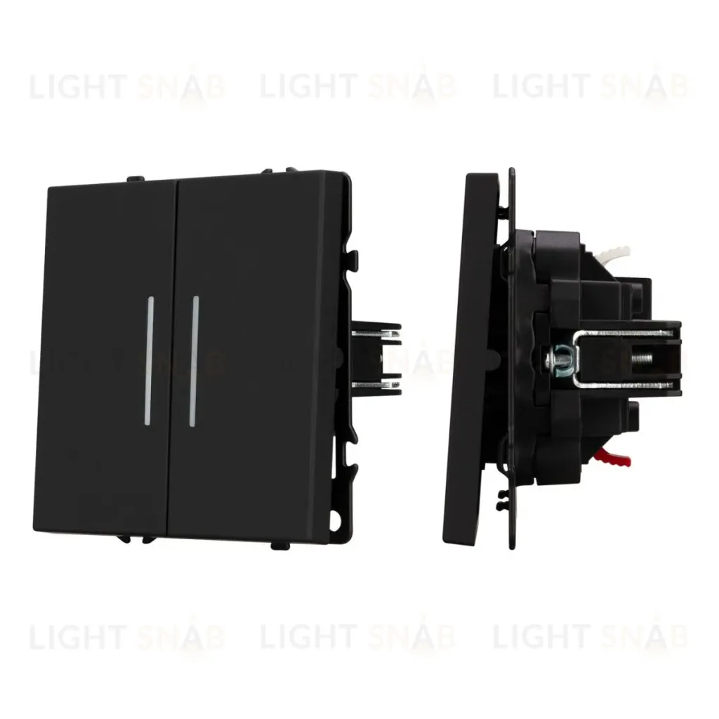 Механизм выключателя двухклавишный непроходной Arlight LED SWT-NOBE-MK02-SFPL-L-BK (230V, 10A) 054264 054264