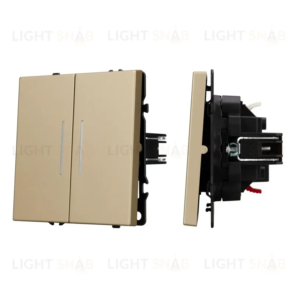 Механизм выключателя двухклавишный проходной Arlight LED SWT-NOBE-MKP2-SFPL-L-GD (230V, 10A) 054268 054268
