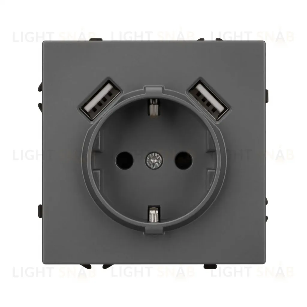 Механизм розетки с USB зарядкой Arlight SCT-NOBE-MUAA-SFPL-GR (230V, 16A) 054291 054291
