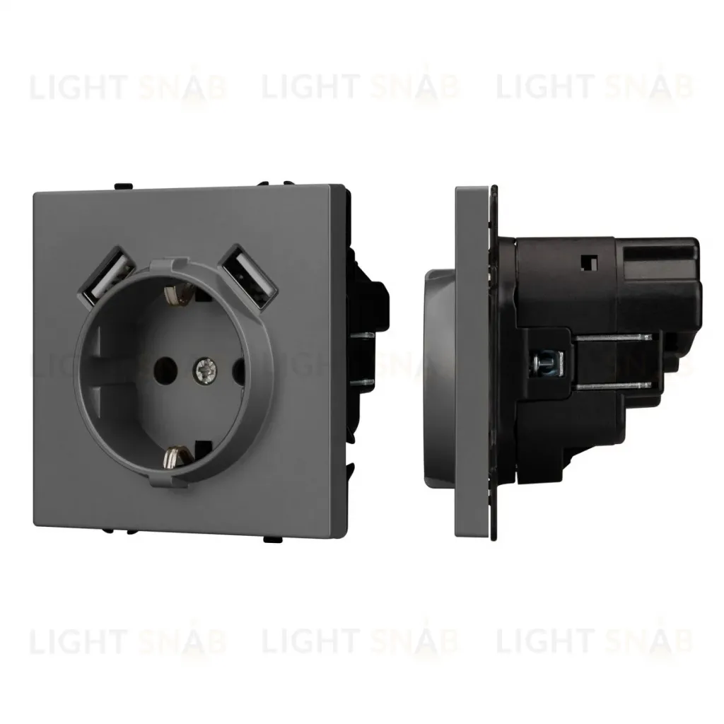 Механизм розетки с USB зарядкой Arlight SCT-NOBE-MUAA-SFPL-GR (230V, 16A) 054291 054291