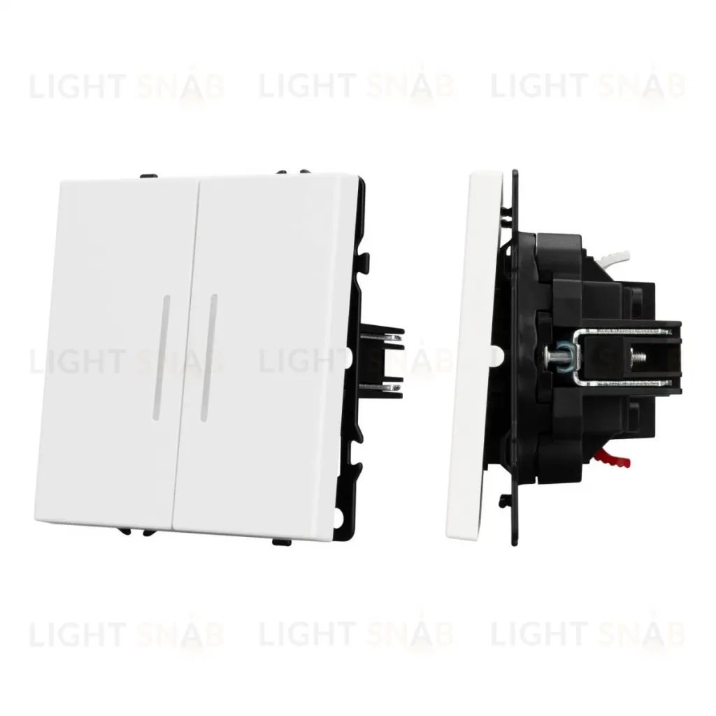 Механизм выключателя двухклавишный проходной Arlight LED SWT-NOBE-MKP2-SFPL-L-WH (230V, 10A) 054240 054240