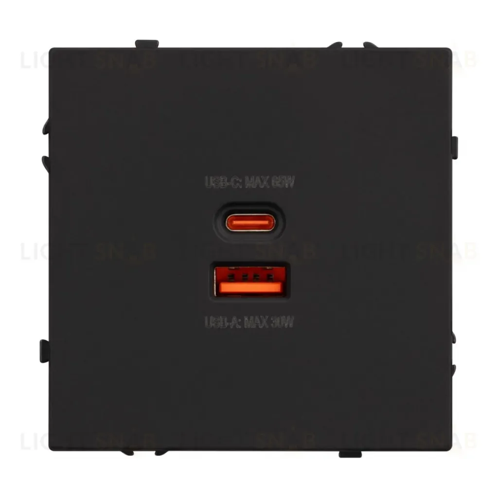 Механизм розетки с быстрой USB зарядкой Arlight SCT-NOBE-MUAC-SFPL-FC-BK (65W, QC3) 054317 054317