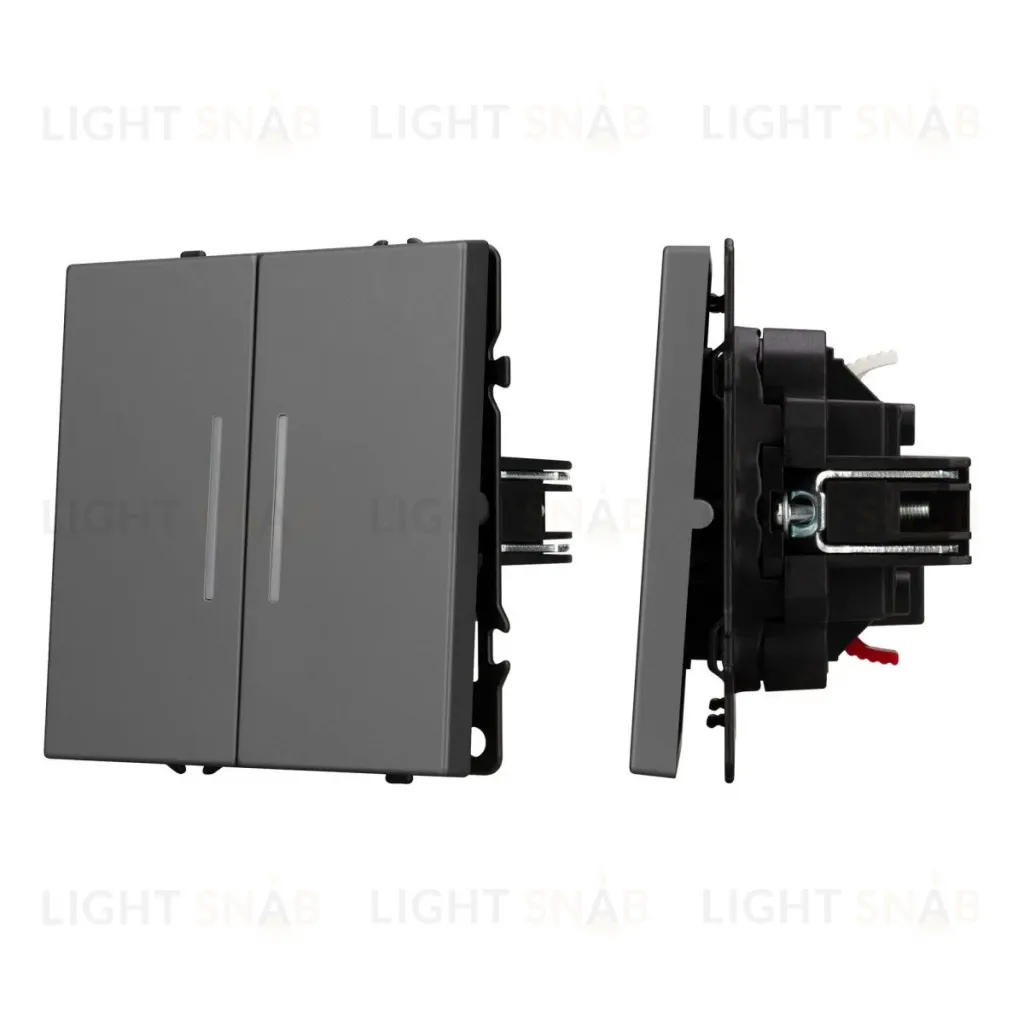 Механизм выключателя двухклавишный проходной Arlight LED SWT-NOBE-MKP2-SFPL-L-GR (230V, 10A) 054269 054269