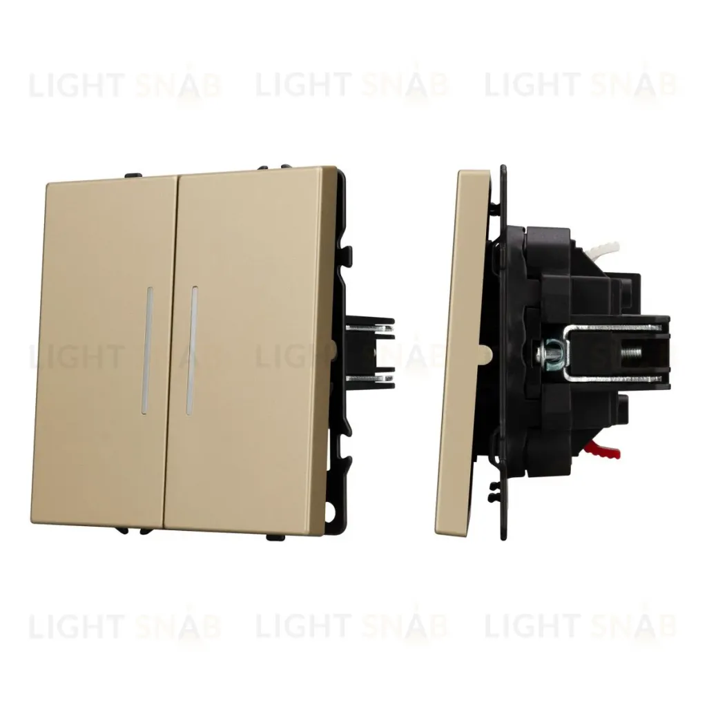 Механизм выключателя двухкавишный непроходной Arlight LED SWT-NOBE-MK02-SFPL-L-GD (230V, 10A) 054265 054265