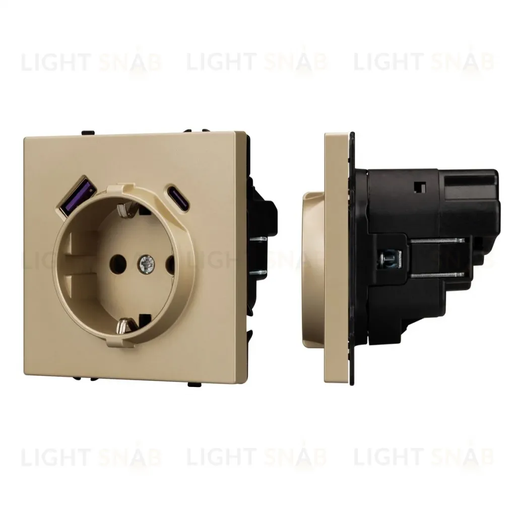 Механизм розетки с USB зарядкой Arlight SCT-NOBE-MUAC-SFPL-GD (230V, 16A) 054286 054286