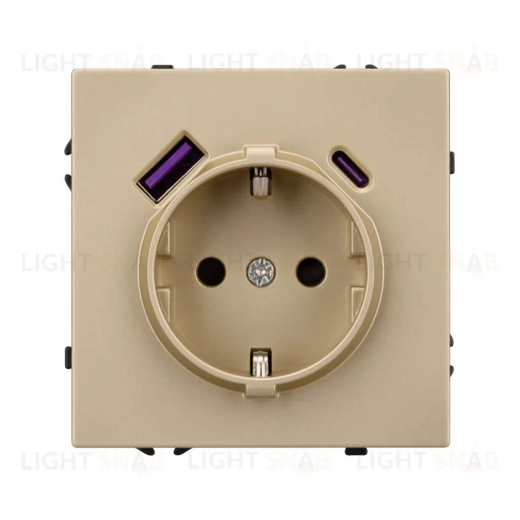 Механизм розетки с USB зарядкой Arlight SCT-NOBE-MUAC-SFPL-GD (230V, 16A) 054286 054286