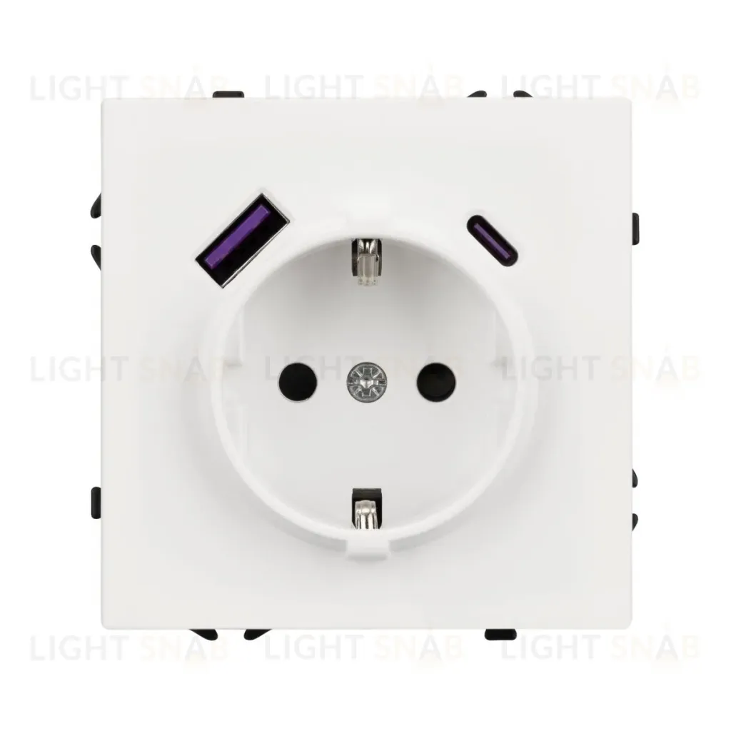 Механизм розетки с USB зарядкой Arlight SCT-NOBE-MUAC-SFPL-WH (230V, 16A) 054284 054284