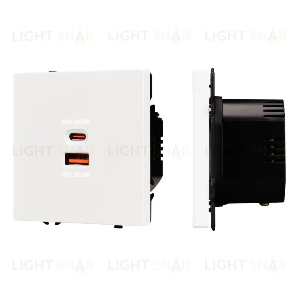 Механизм розетки с быстрой USB зарядкой Arlight SCT-NOBE-MUAC-SFPL-FC-WH (65W, QC3) 054316 054316