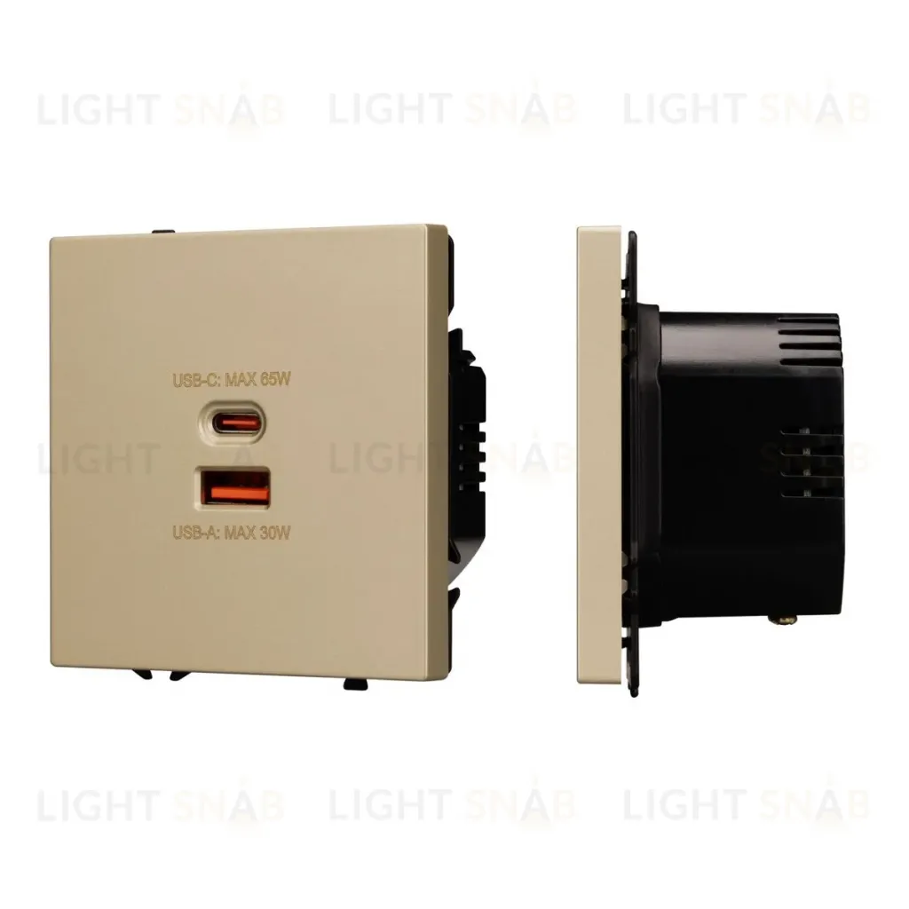 Механизм розетки с быстрой USB зарядкой Arlight SCT-NOBE-MUAC-SFPL-FC-GD (65W, QC3) 054318 054318