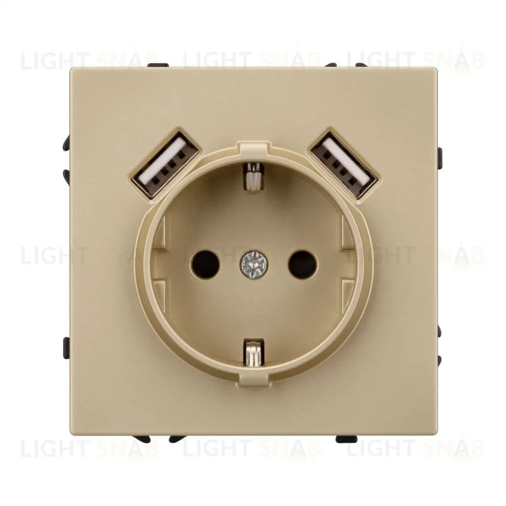 Механизм розетки с USB зарядкой Arlight SCT-NOBE-MUAA-SFPL-GD (230V, 16A) 054290 054290