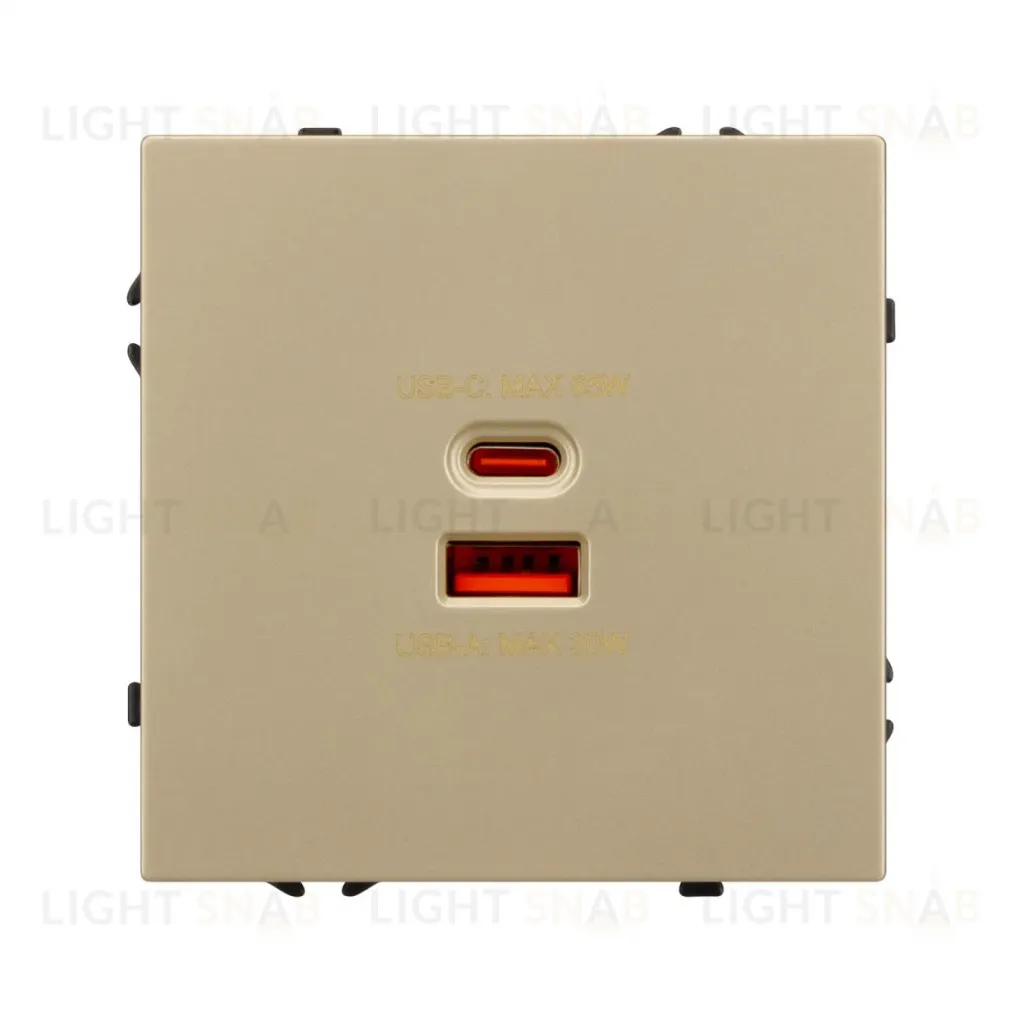 Механизм розетки с быстрой USB зарядкой Arlight SCT-NOBE-MUAC-SFPL-FC-GD (65W, QC3) 054318 054318