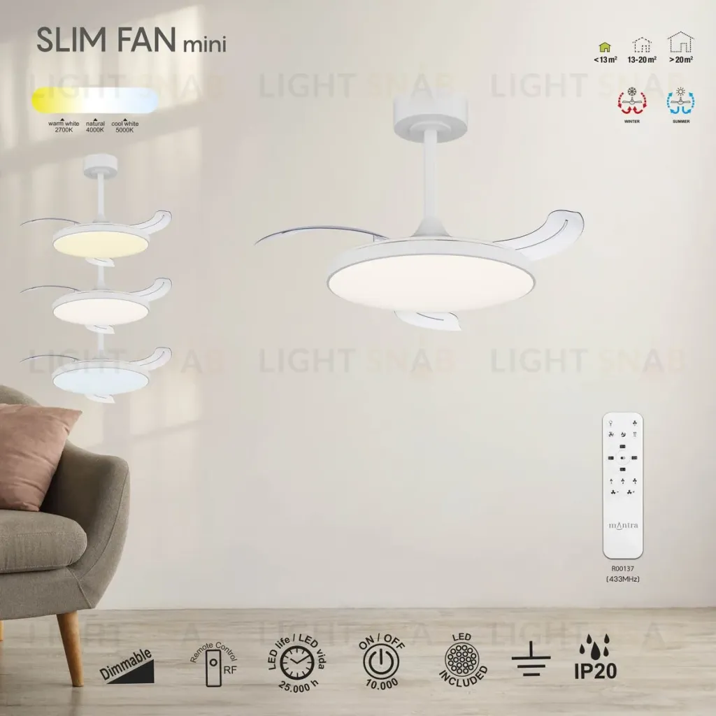 Люстра-вентилятор Mantra Slim Fan 9008 9008
