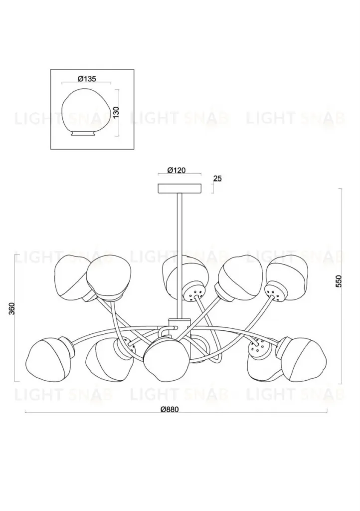Люстра на штанге Freya Volani FR8017PL-10MG FR8017PL-10MG
