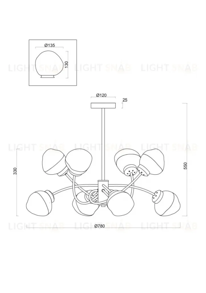 Люстра на штанге Freya Volani FR8017PL-08MG FR8017PL-08MG