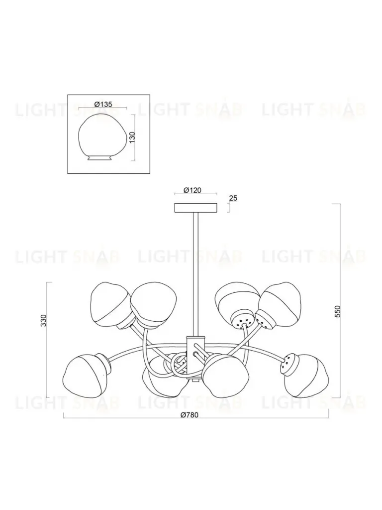 Люстра на штанге Freya Volani FR8017PL-08MG FR8017PL-08MG