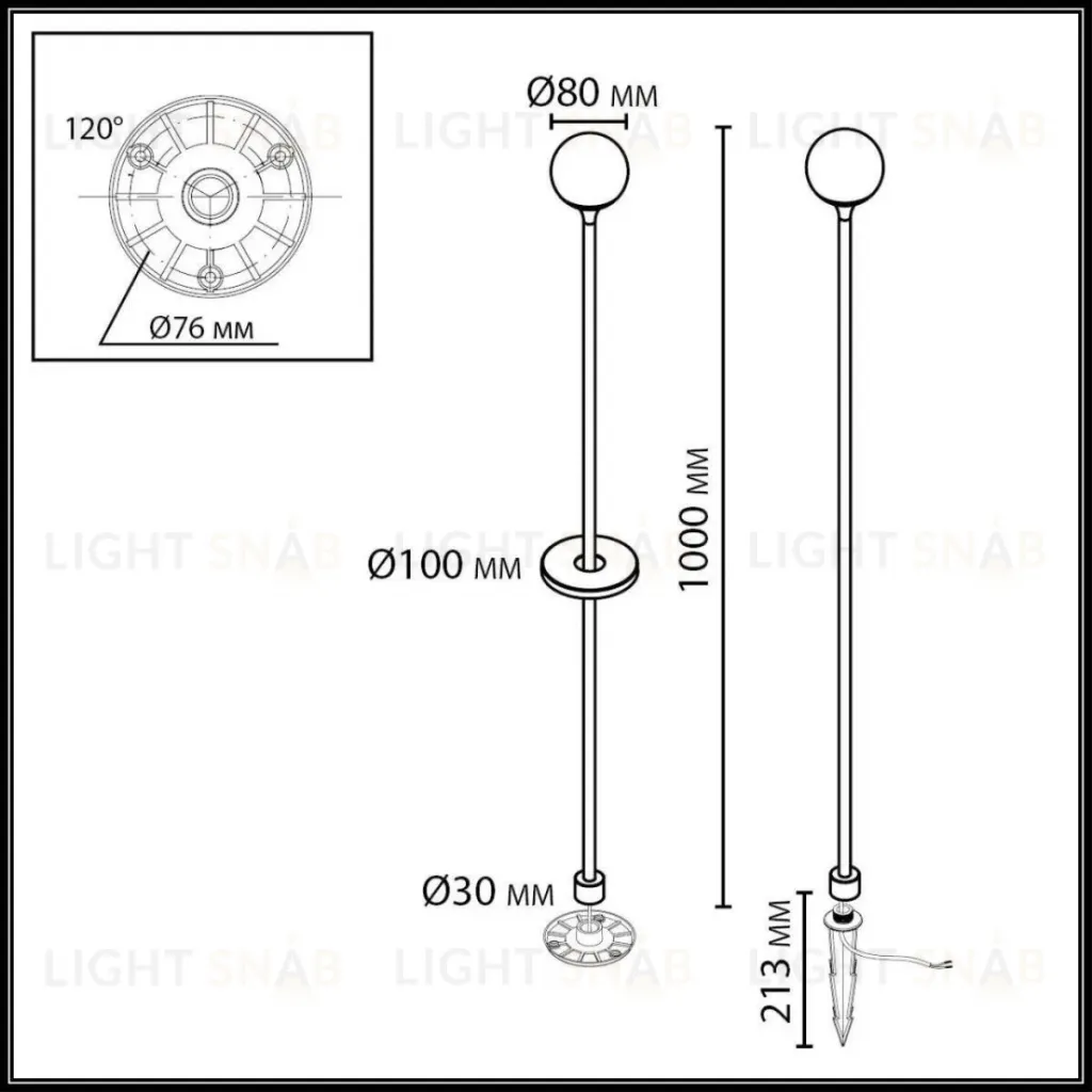 Ландшафтный светильник Odeon Light Nature Dew 7120/3GLB 7120/3GLB