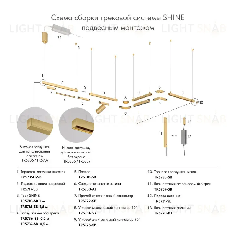 Шинопровод магнитный накладной/подвесной Denkirs Shine Base TR5716-SB TR5716-SB