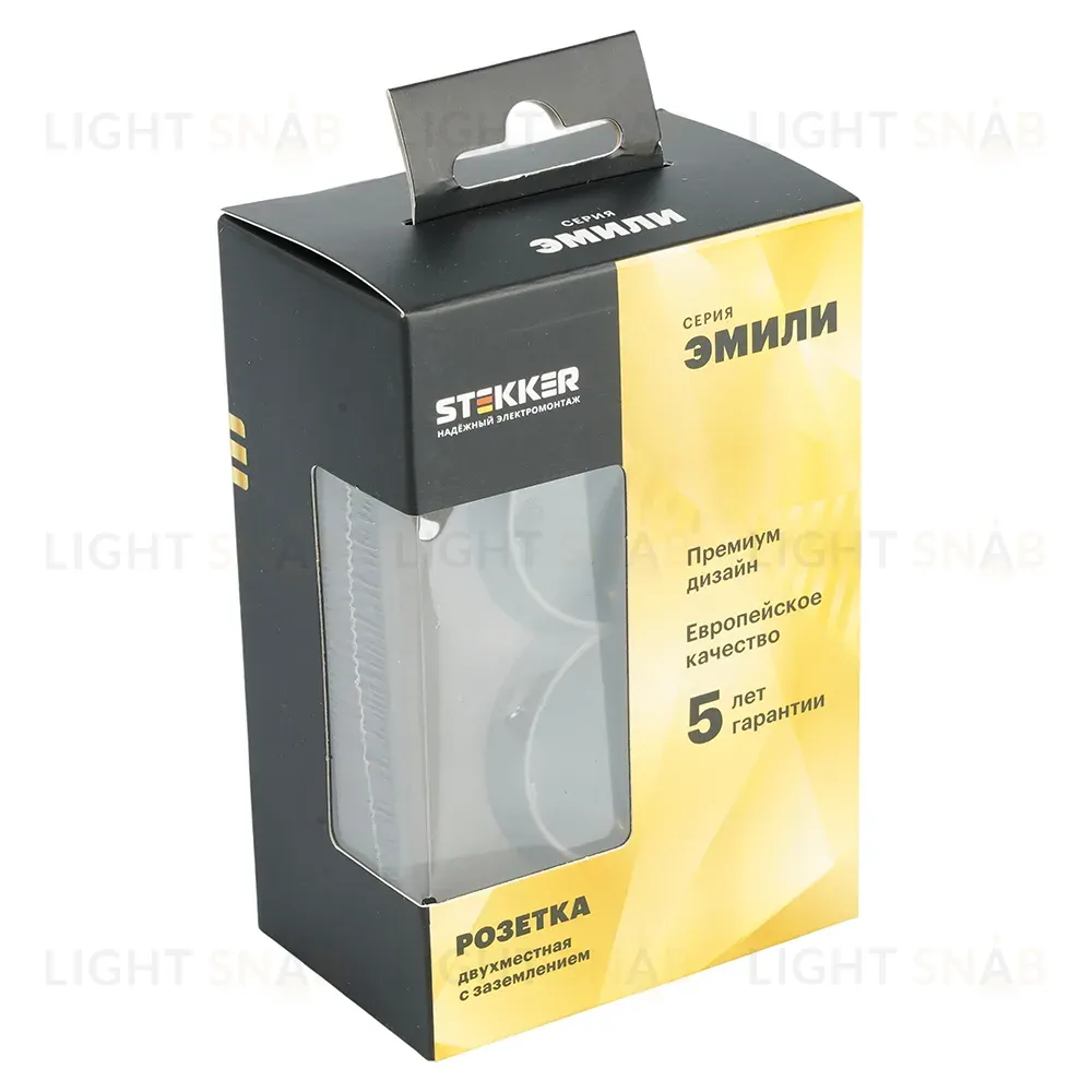 Розетка 2-местная с защитной шторкой Stekker Эмили с/з 250В 16А RST16-5114-09 антрацит soft touch 49934 49934