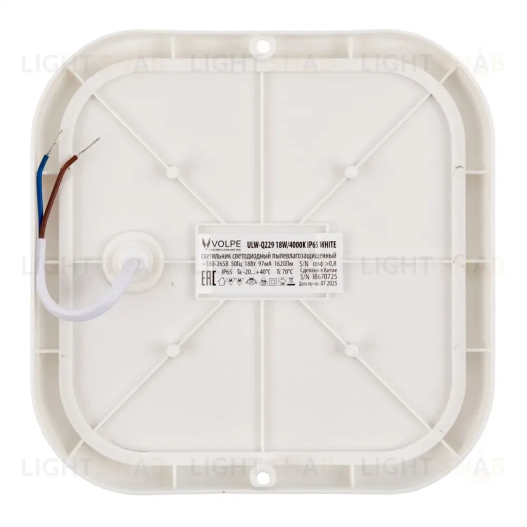 Накладной светильник влагозащищенный Volpe ULW-Q229 18W/4000K IP65 WHITE UL-00013190 ULW-Q229 18W/4000K IP65 WHITE