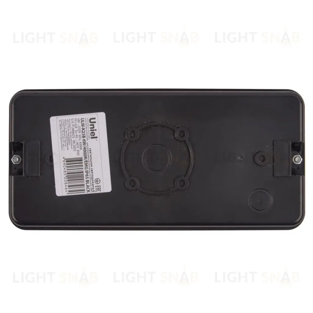 Светильник светодиодный влагозащищенный с БАП Uniel ULW-K25B 6W/4000K/EMG IP65 BLACK UL-00013353 ULW-K25B 6W/4000K/EMG IP65 BLACK