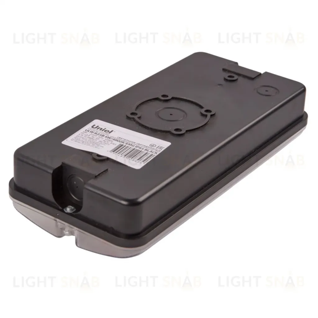 Светильник светодиодный влагозащищенный с БАП Uniel ULW-K25B 6W/4000K/EMG IP65 BLACK UL-00013353 ULW-K25B 6W/4000K/EMG IP65 BLACK