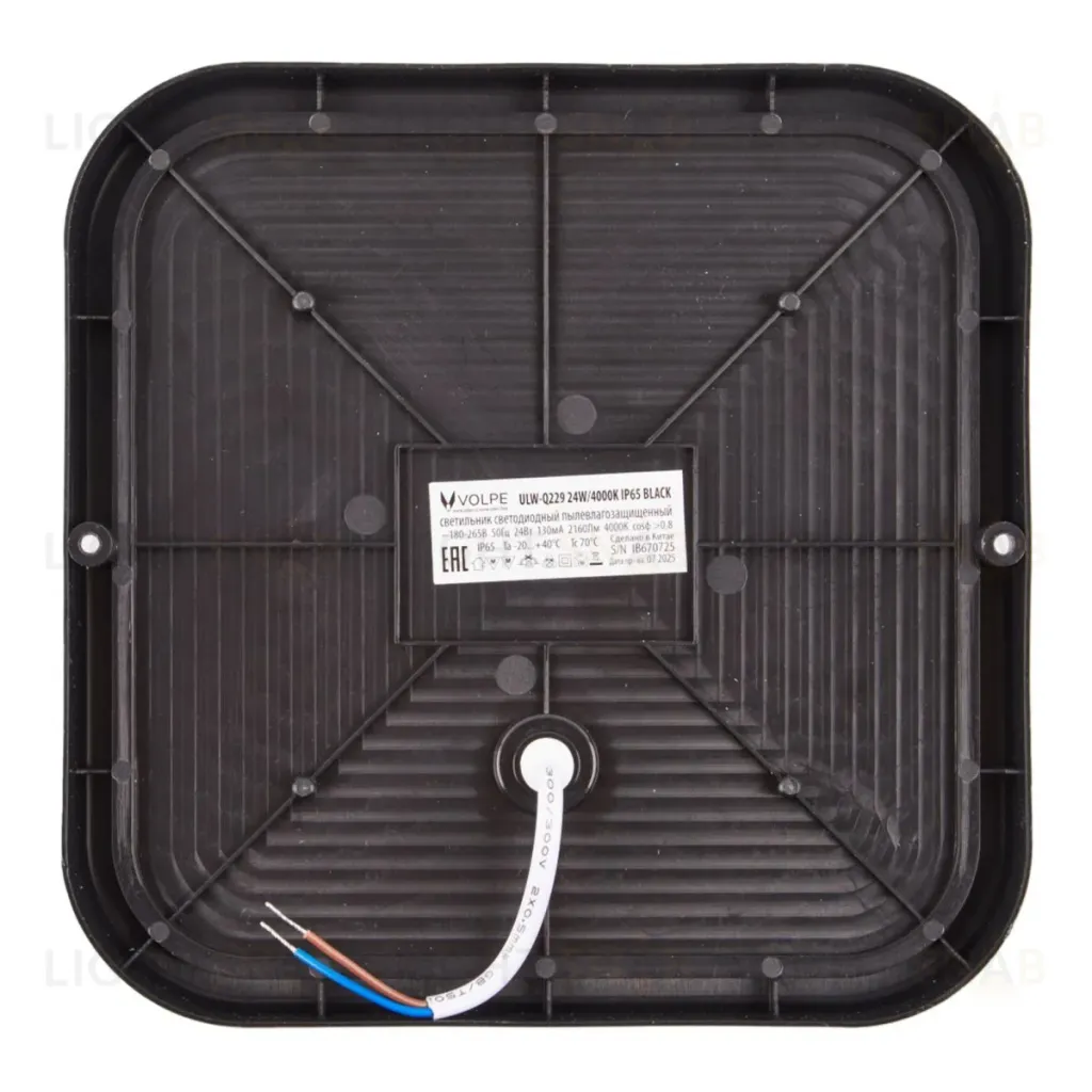 Накладной светильник влагозащищенный Volpe ULW-Q229 24W/4000K IP65 BLACK UL-00013195 ULW-Q229 24W/4000K IP65 BLACK