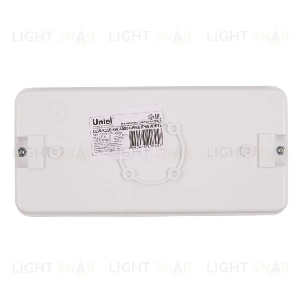 Светильник пылевлагозащищенный Uniel ULW-K25B 6W/4000K/EMG IP65 WHITE UL-00013352 ULW-K25B 6W/4000K/EMG IP65 WHITE
