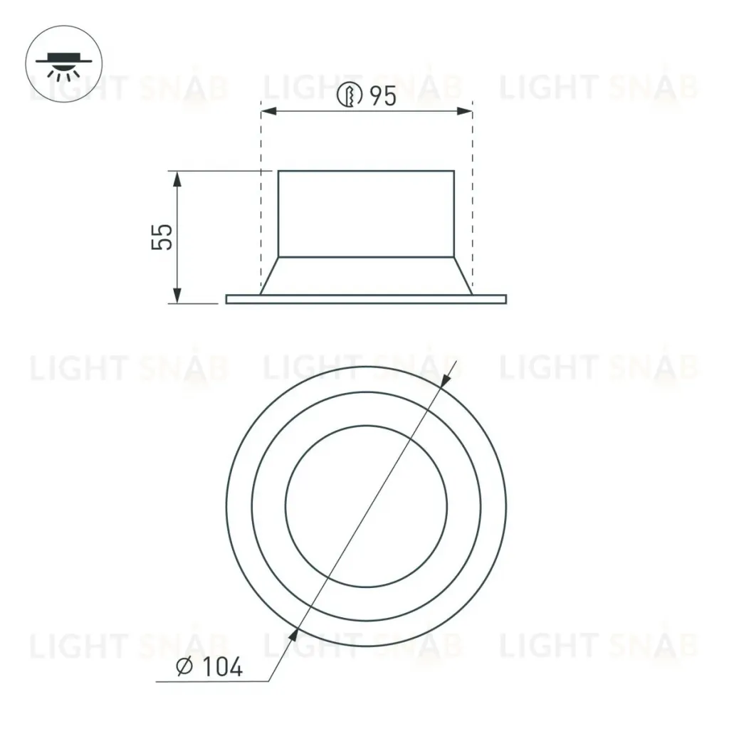 Встраиваемый светильник даунлайт Arlight MS-BREEZE-BUILT-R104-12W Warm3000 (WH, 90 deg, 230V) (IP20 Металл) 036615(1) 036615(1)