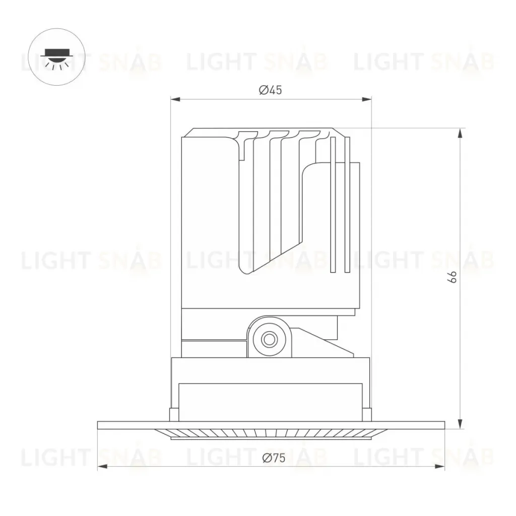 Встраиваемый светильник даунлайт Arlight MS-ARADO-TRIMLESS-R45-5W Warm3000 (WH-WH, 36 deg, 230V) (IP20 Металл) 052389 052389