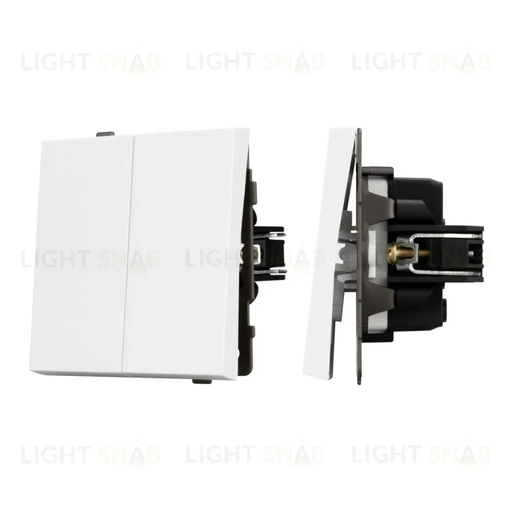 Механизм выключателя двухклавишный непроходной Arlight SWT-TENDO-MK02-PL-WH (230V, 10A) 054058 054058