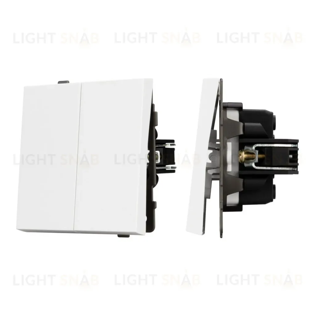 Механизм выключателя двухклавишный проходной Arlight SWT-TENDO-MKP2-PL-WH (230V, 10A) 054066 054066