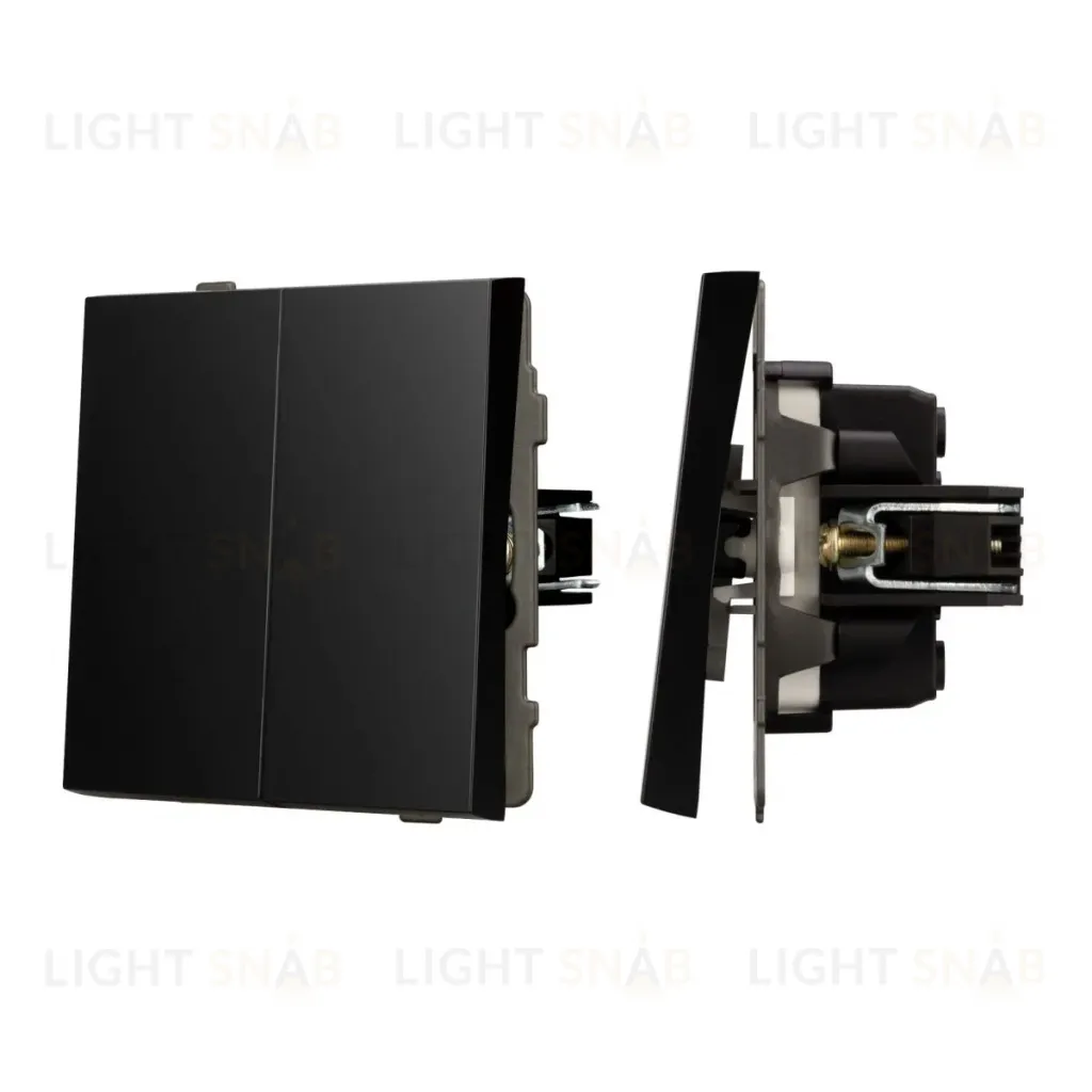 Механизм выключателя двухклавишный проходной Arlight SWT-TENDO-MKP2-PL-BK (230V, 10A) 054067 054067