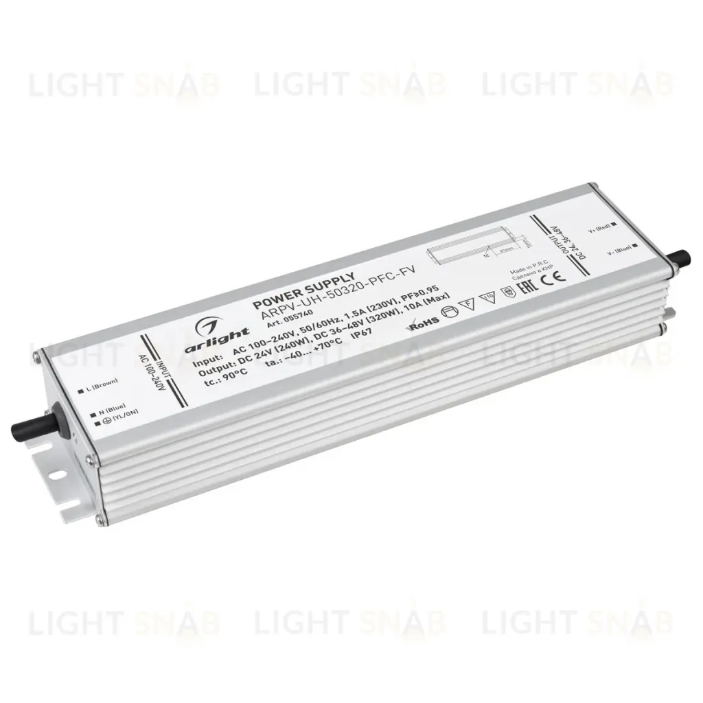 Блок питания Arlight ARPV-UH-50320-PFC-FV (24V 240W, 36-48V 320W, 10A) (IP67 Металл) 055740 055740