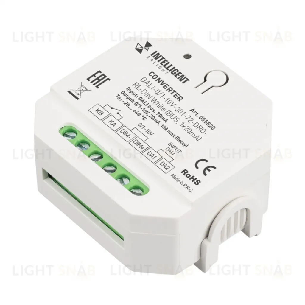 Конвертер сигнала Arlight DALI-0/1-10V-301-72-DRO-RL-DIN White (BUS, 1x20mA) (IARL, IP20 Пластик) 055820 055820