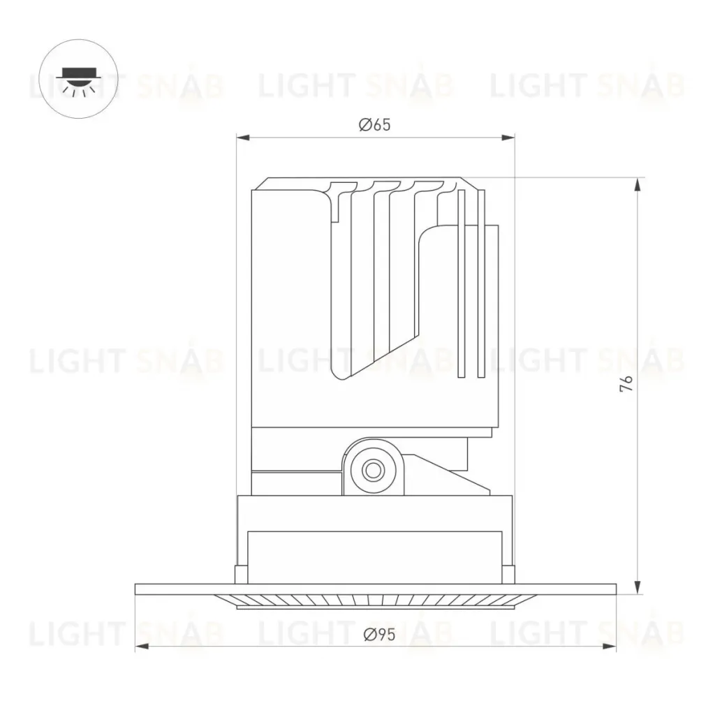 Встраиваемый светильник даунлайт Arlight MS-ARADO-TRIMLESS-R65-9W Warm3000 (WH-WH, 24 deg, 230V) (IP20 Металл) 058774 058774