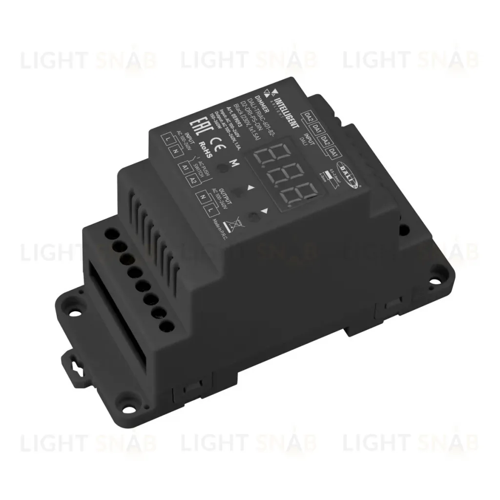 Диммер с выходом TRIAC Arlight DALI-TRIAC-601-82-D2-DRI-PS-DIN Black (230V, 1x1.5A) (IARL, IP20 Пластик) 059093 059093