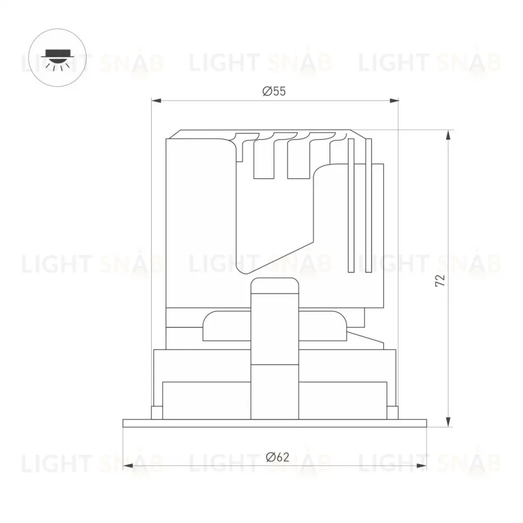 Встраиваемый светильник даунлайт Arlight MS-ARADO-BUILT-R55-7W Warm3000 (WH-WH, 24 deg, 230V) (IP20 Металл) 059103 059103