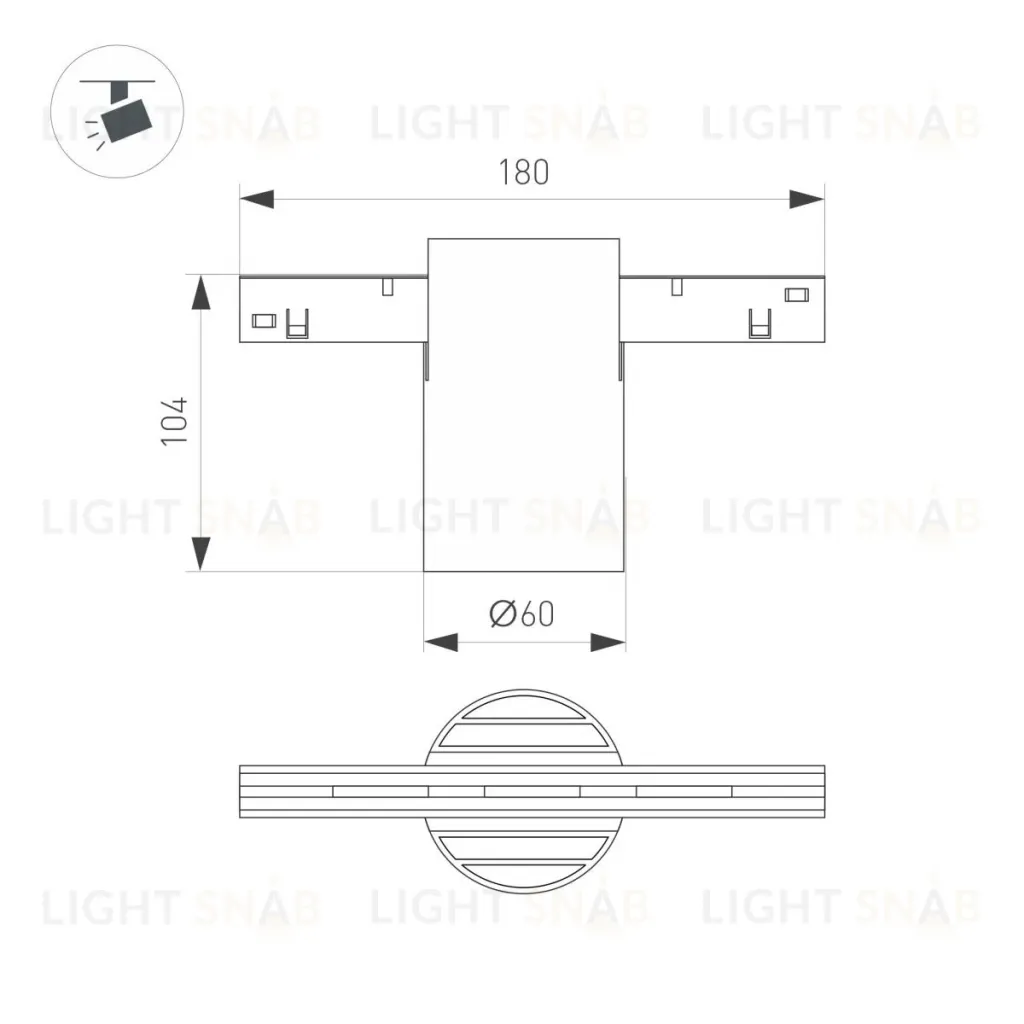 Трековый магнитный светильник Arlight MAG-ORIENT-AXIO-R60-10W Warm3000 (BK, 24 deg, 48V) (IP20 Металл) 059260 059260