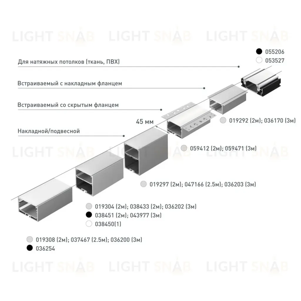 Профиль Arlight LINIA45-FANTOM-3000 ANOD (Алюминий) 059471 059471